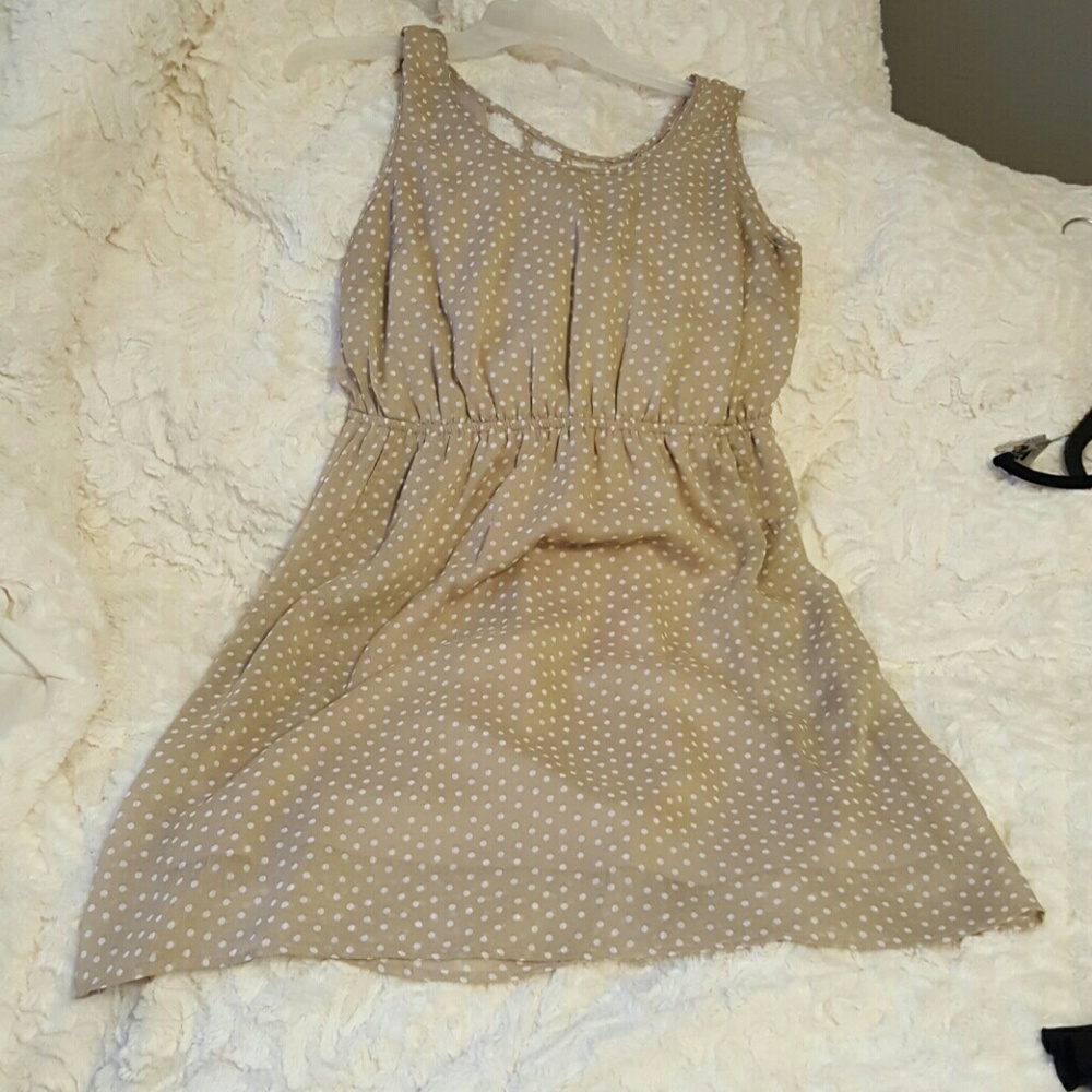 Tan polka dots summer dress