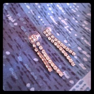 Rhinestone straight drop earrings