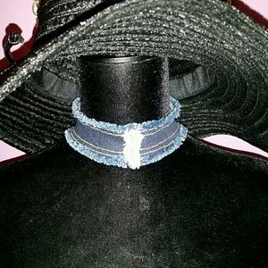 Denim Blue Jean Choker Necklace
