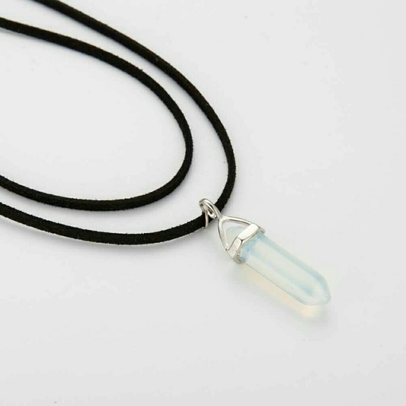 Boho Opalite Leather Layered Choker Necklace - Picture 4 of 7