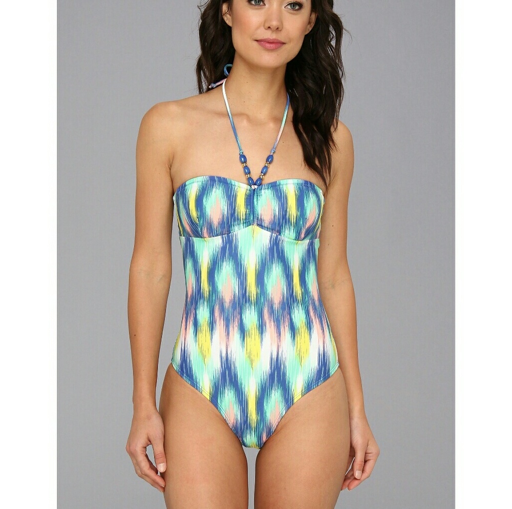 Shoshanna Rio Vista Ikat Beaded One Piece Swimsuit