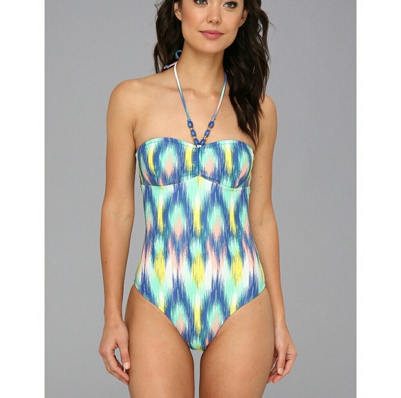 Shoshanna Rio Vista Ikat Beaded One Piece Swimsuit - Picture 1 of 4