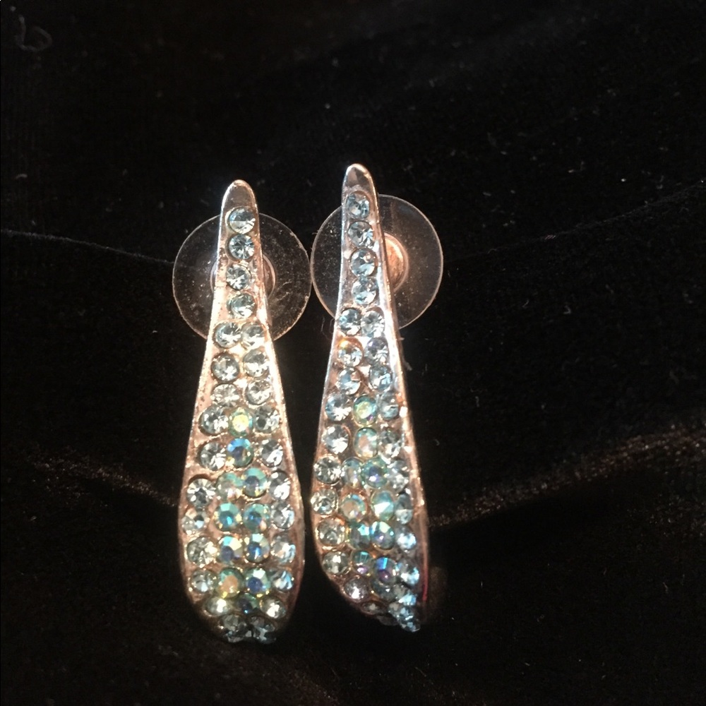 Teal rhinestone earrings