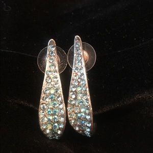 Teal rhinestone earrings