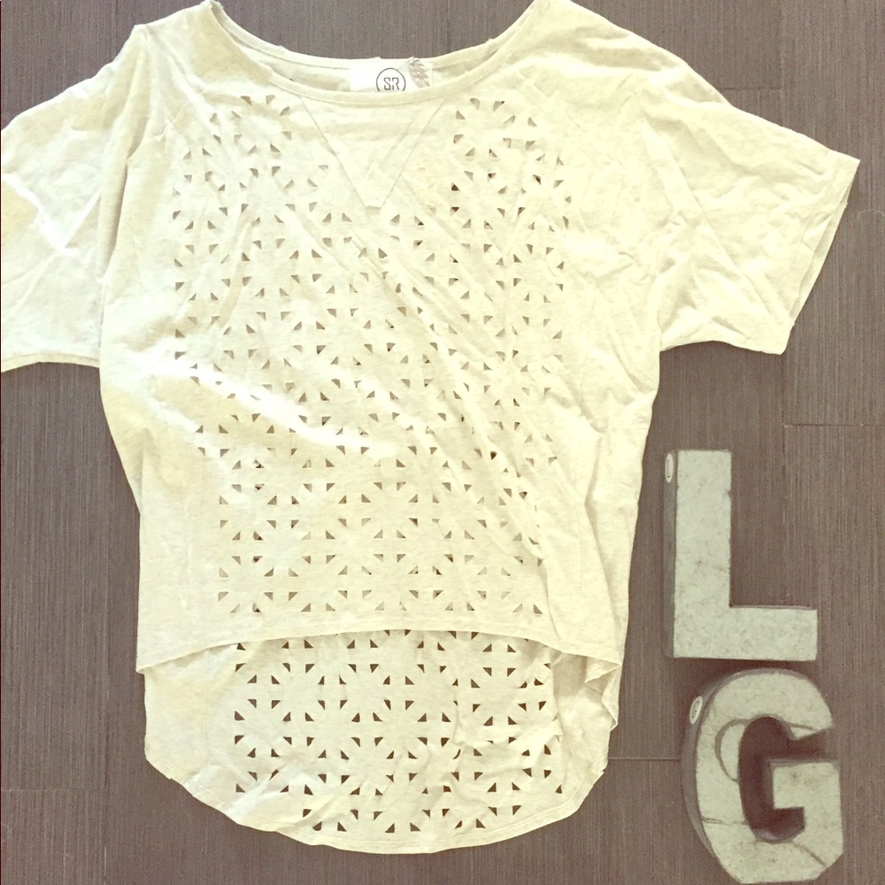 Cream laser cut tee