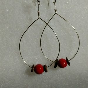 Silver-toned? Large Hoop Drop Earrings