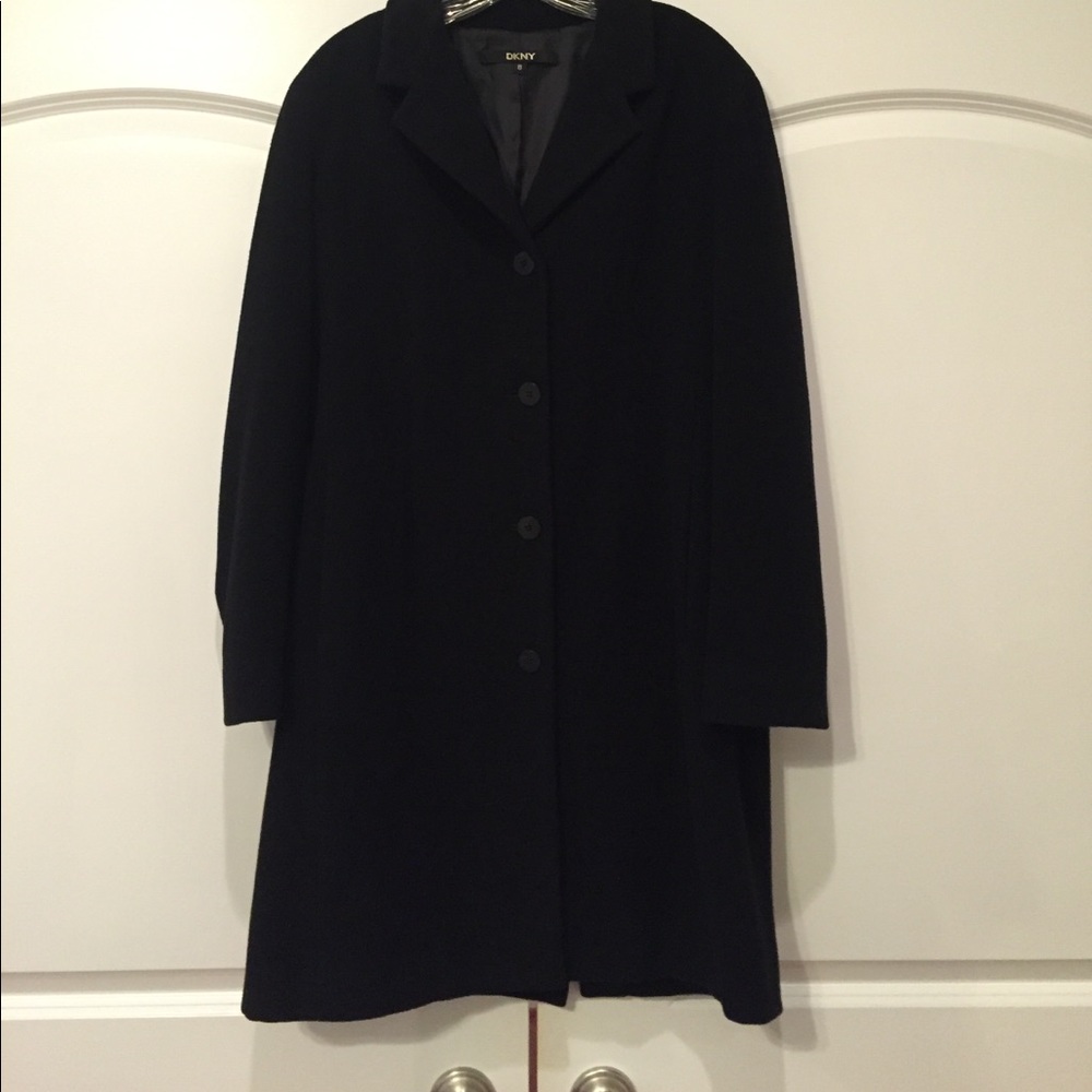 DKNY 4 button wool blend knee length coat.