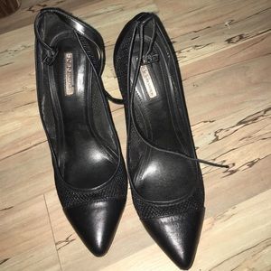 Black fishnet see through heels