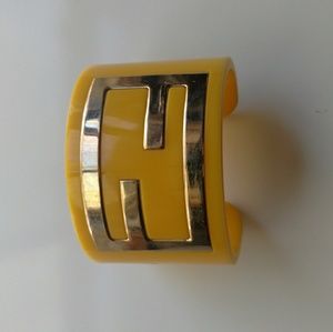 Cute Fendi yellow bracelet with gold tone logo