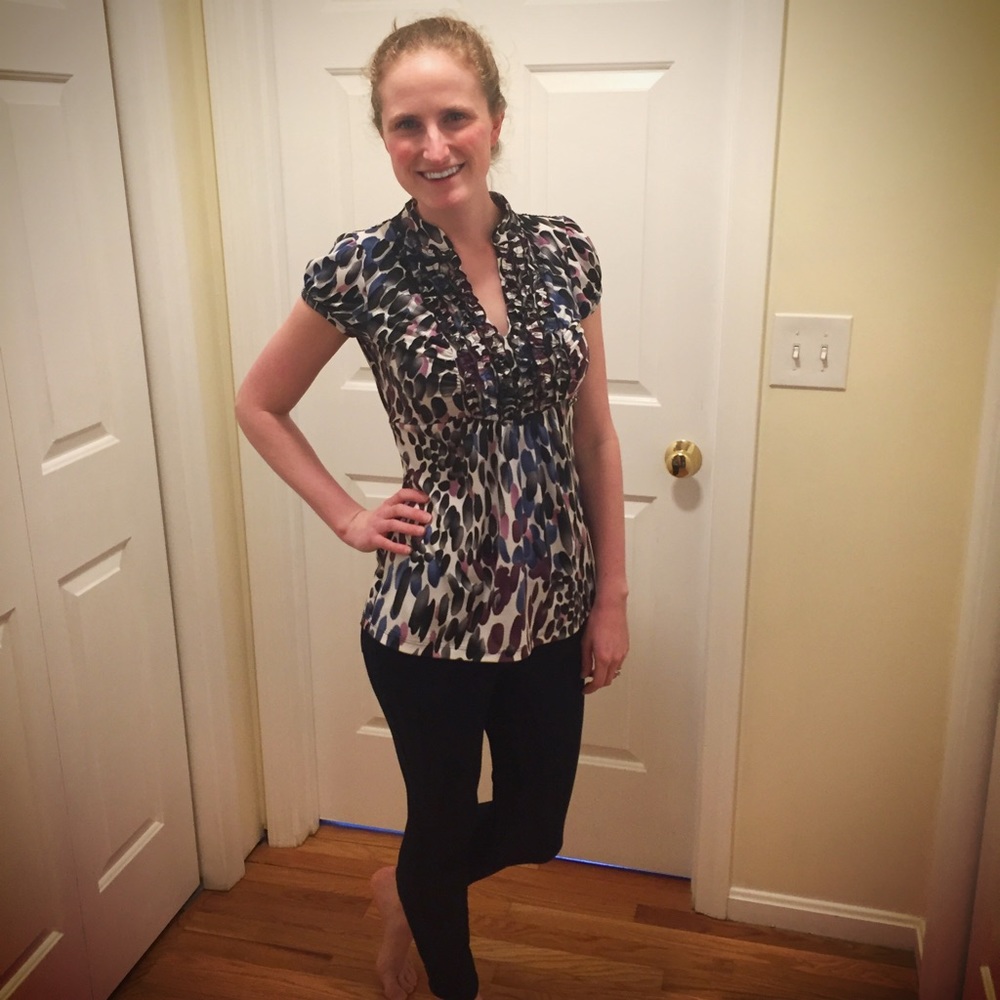Clearance! Cool tone multicolor ruffle top blouse