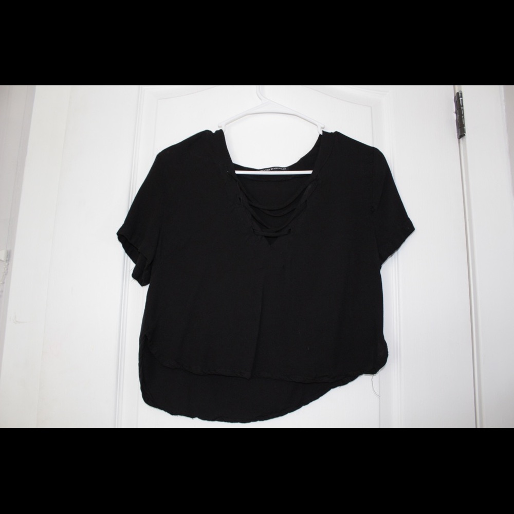 short sleeve brandy melville lace up top