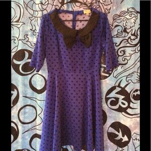 Vintage blue and black polka dot dress