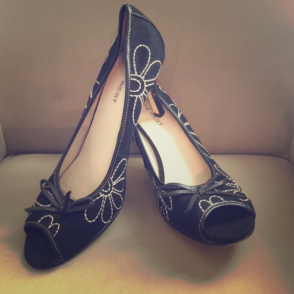 Nine West Embroidered Heels