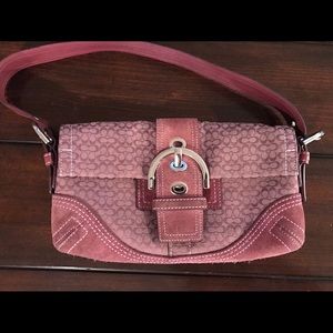 Coach suede wine color wristlet clutch Very Clean