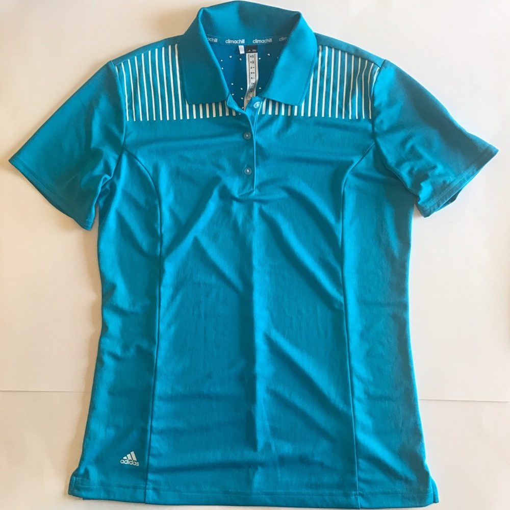 ADIDAS Climachill Light Blue Athletic Polo Shirt