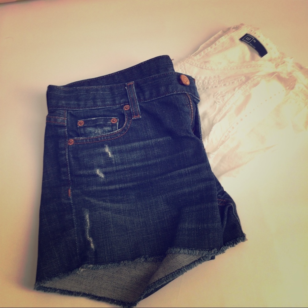 J Crew lightly distressed denim shorts