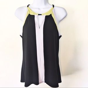 Worthington Black Yellow White Color Block Tank