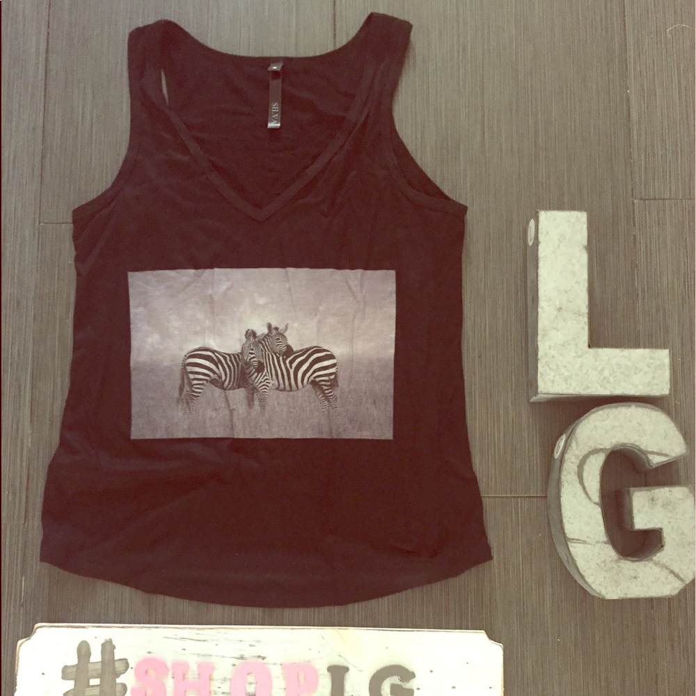 Black zebra graphic tank