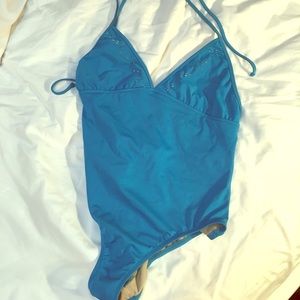 J.Crew blue criss-cross back one-piece