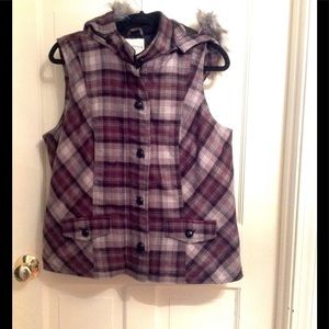 Plaid Faux Fur Puffer Vest
