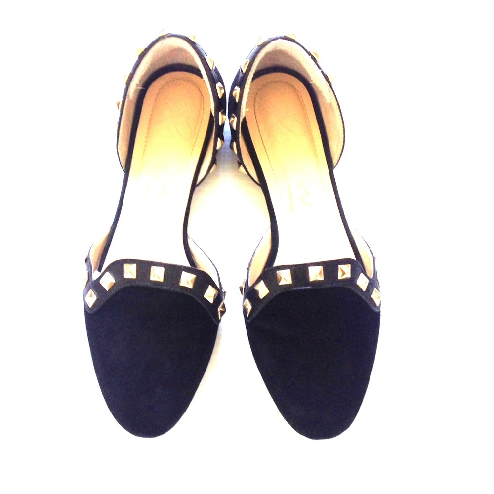 Suede gold studded flats