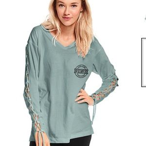 VS pink lace up top in Green