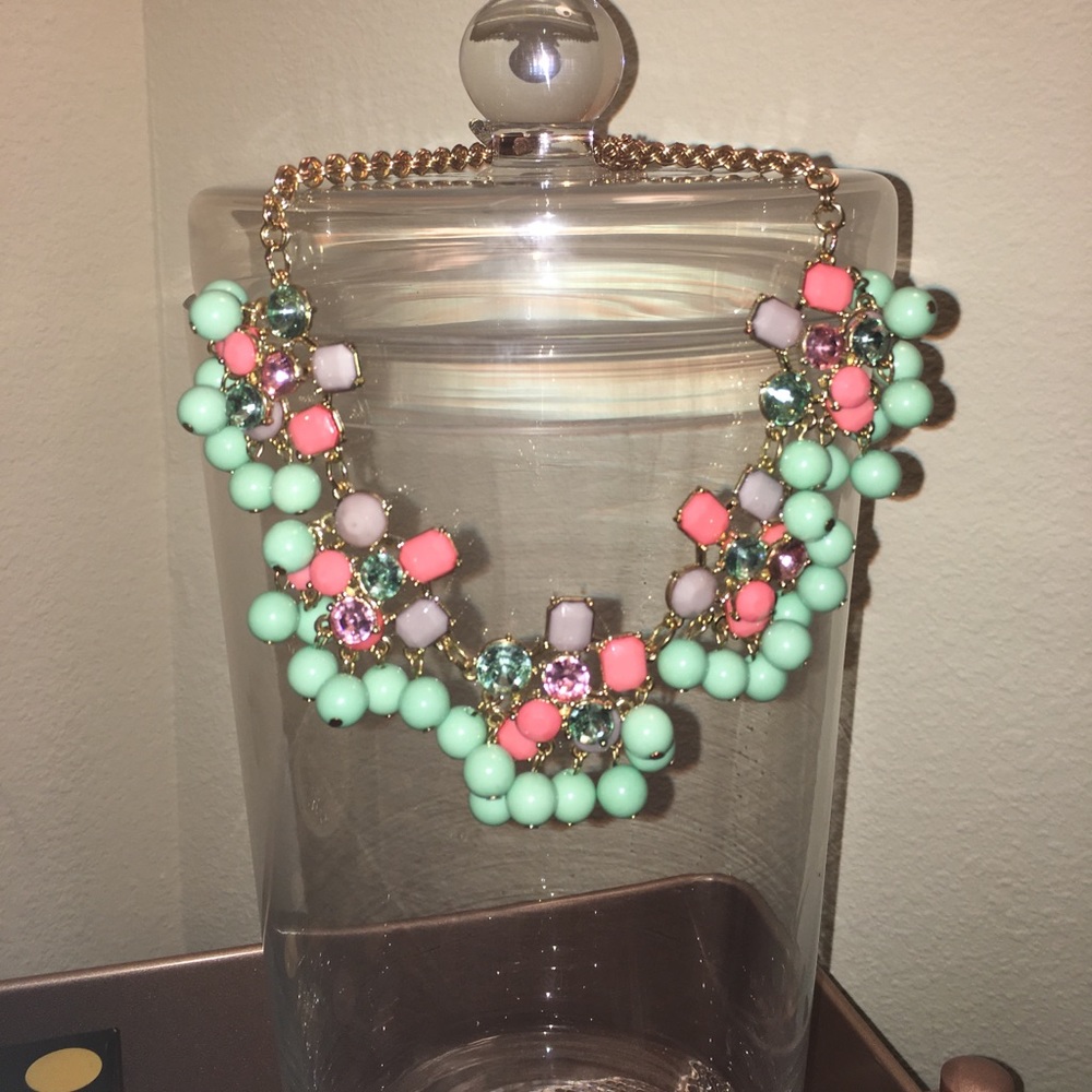 Coral and Mint Green Statement Necklace