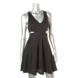 AQUA Perforated Black Cocktail Dress w cut outs