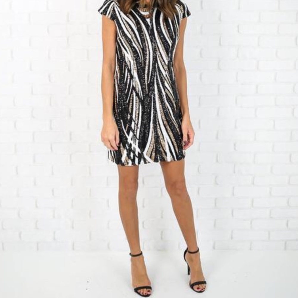 Black, Gold & White Dress