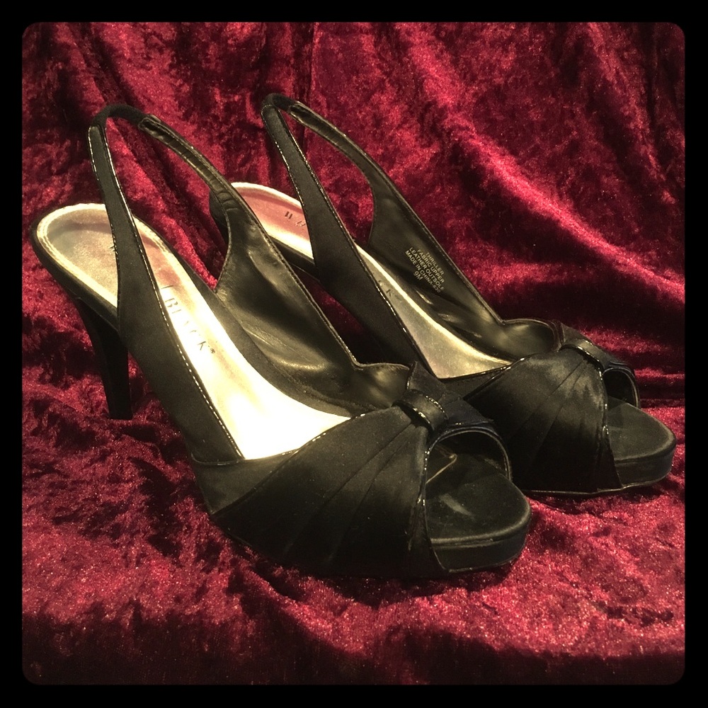 White House Black Market satin black heels