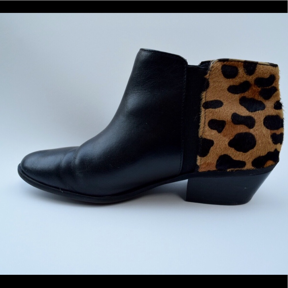 Cute Black and Leopard Ankle Boot- Size 8