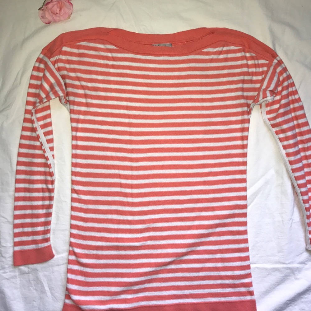 Peach and white striped Gap boat neck sweater