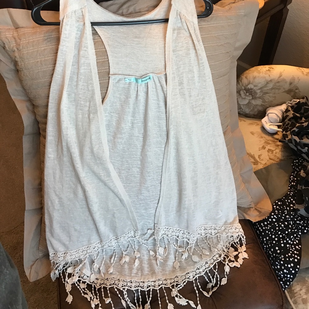 Women's Boho Lightweight Sleeveless Cardigan-L