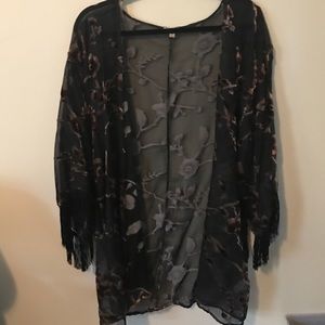 Lily White Other - Sheer Black Floral Kimono Lily White Other - Sheer Black Floral Kimono
