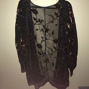 Lily White Other - Sheer Black Floral Kimono Lily White Other - Sheer Black Floral Kimono