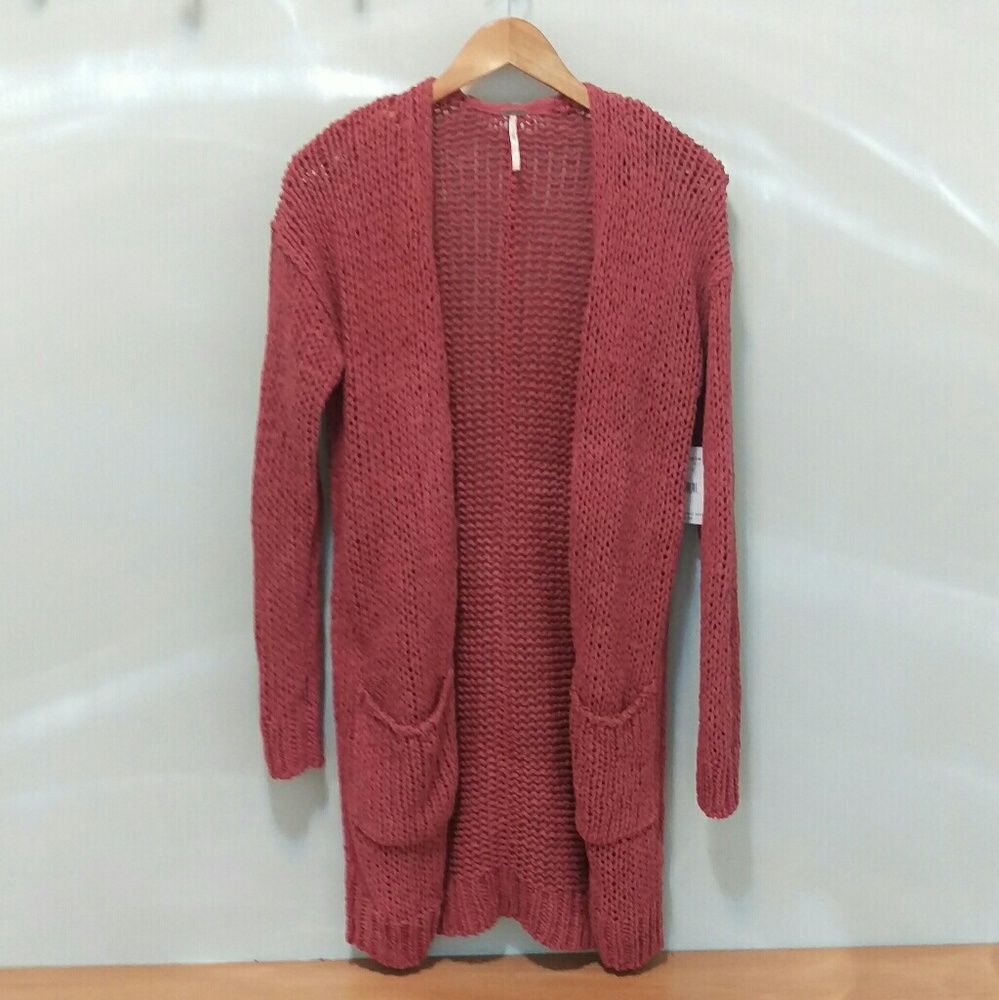 NEW Free People long cardigan sweater, rose pink
