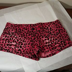 Red Cheetah Print Demin Shorts