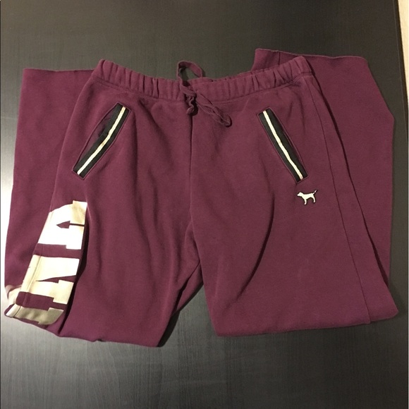 ❌SOLD❌Burgundy Boyfriend Sweats from PINK - Picture 1 of 3