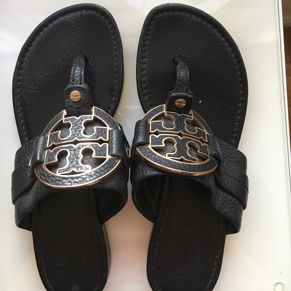 Tory Burch Black Big Logo Sandals