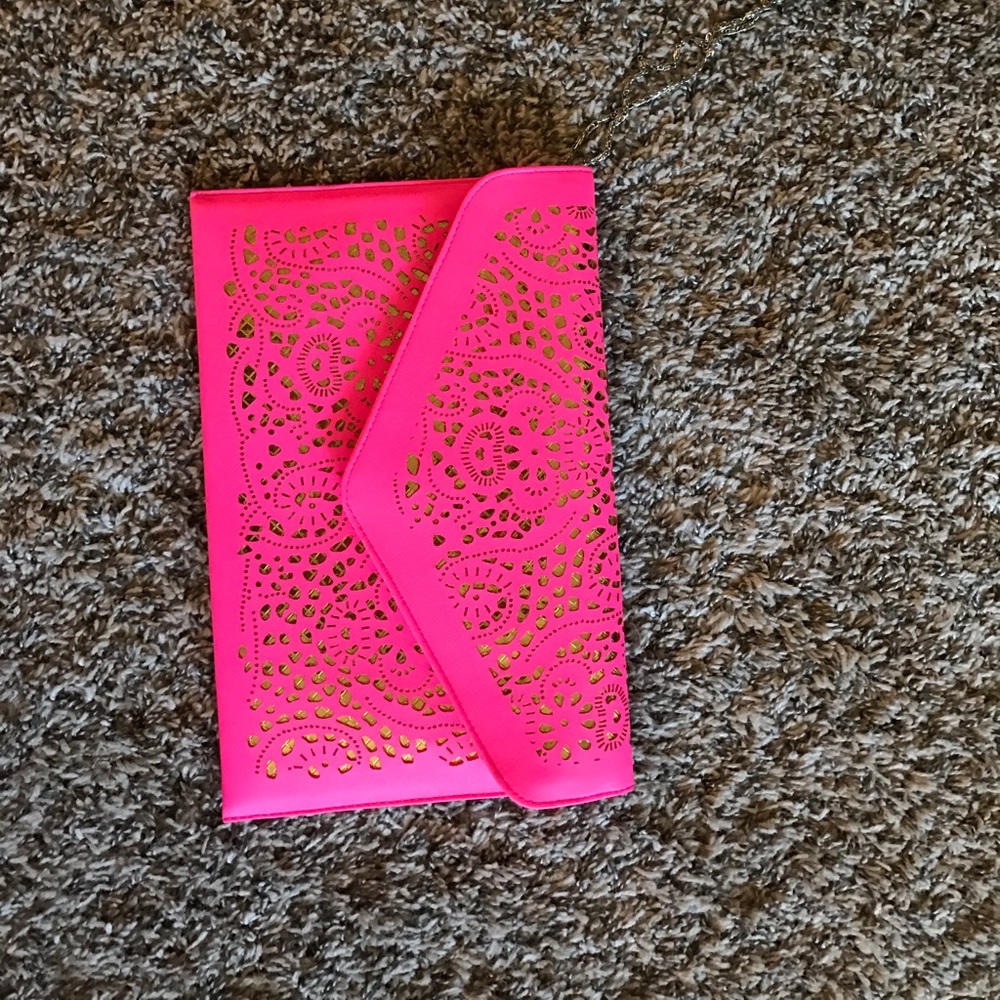 Hot pink envelope clutch