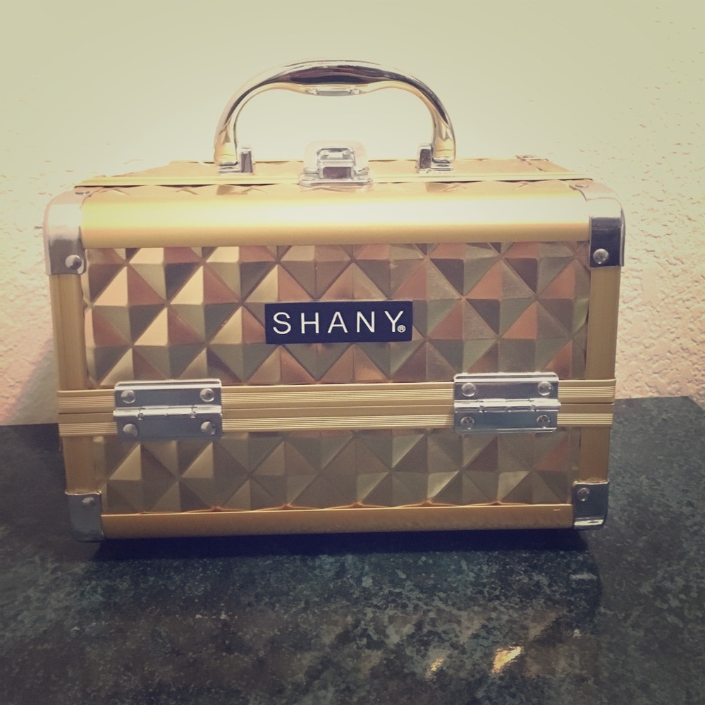 Shany gold cosmetic train case