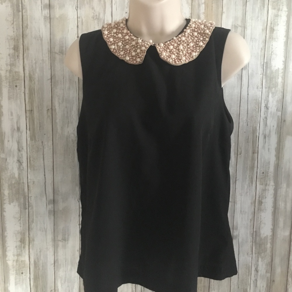 TOPSHOP pearl beaded collared top
