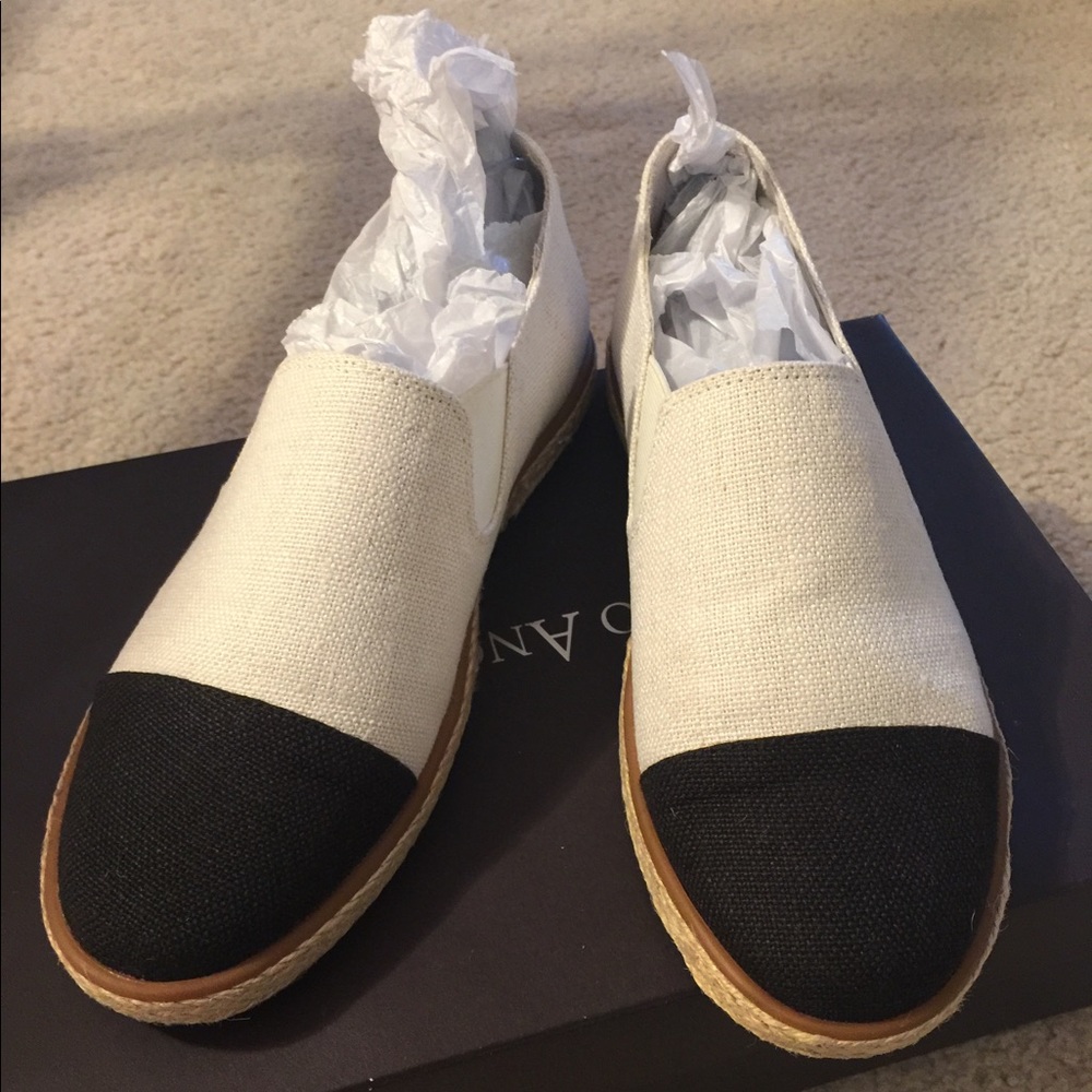 White, black capped toe espadrille. BRAND NEW.