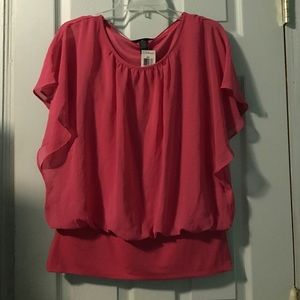 Pink Peasant Banded Bottom Top- Style & Co.