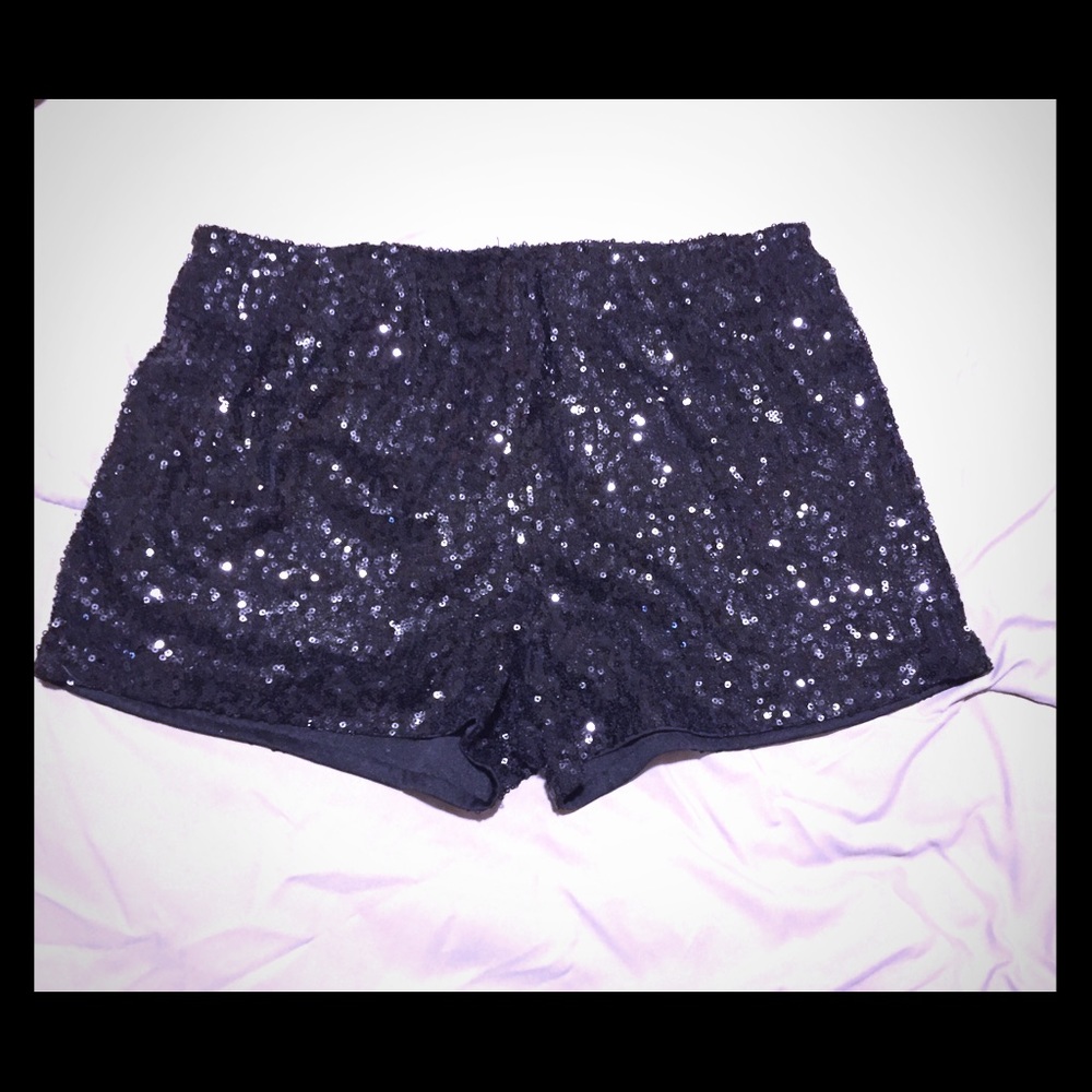 Black sequined shorts