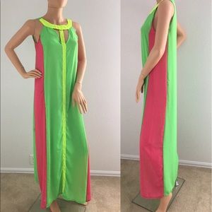 Neon kaftan bathing suit cover up s/m
