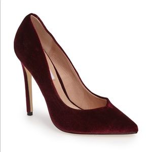 Steven Madden Burgundy velvet stiletto pumps