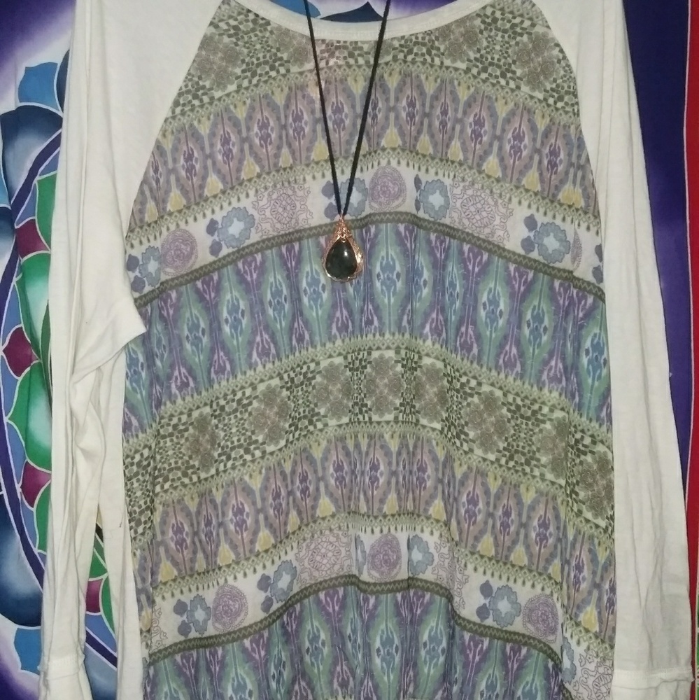 Long sleeve sheer front top!