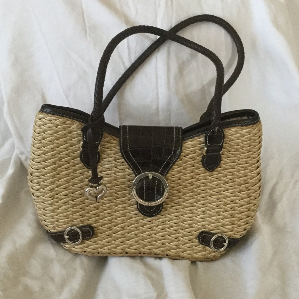 Brighton straw purse. Woven leather straps