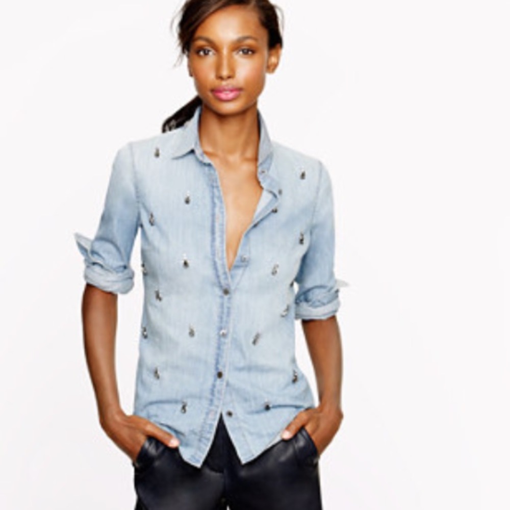 Jcrew Jeweled Chambray shirt, size 6
